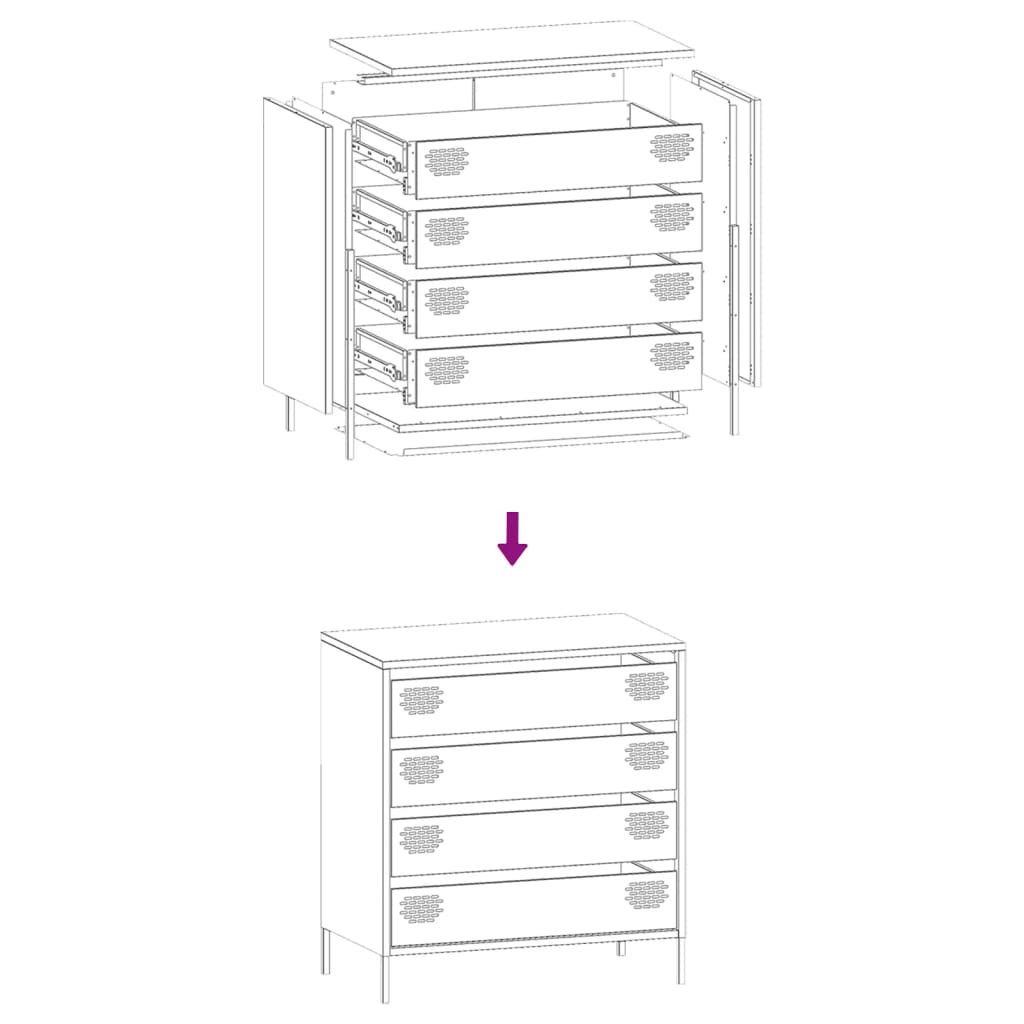 Sideboard Rose 68 x 39 x 73.5 cm Cold Rolled Steel