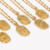 E.B.belle Trendy Personality Square Stainless steel Pendant Embossment 12 Constellation Sign PVD Gold-plating Necklace For Women