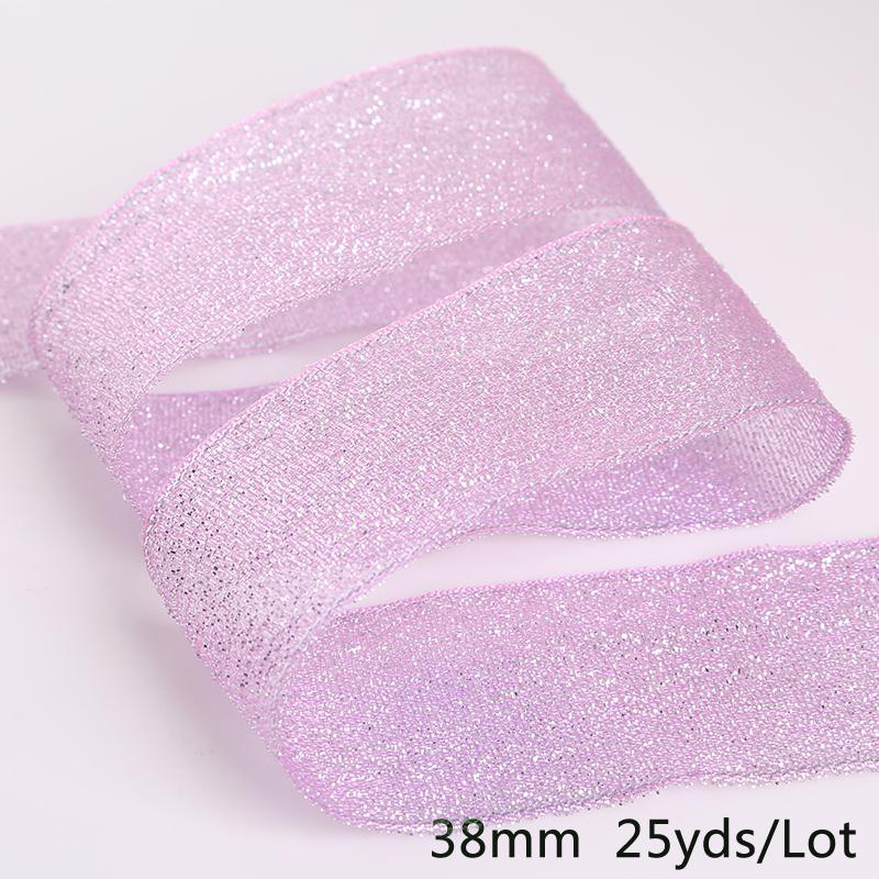 25 ярдов металлическая лента из органзы для украшения свадебной вечеринки, подарочная упаковка, рождественские ленты