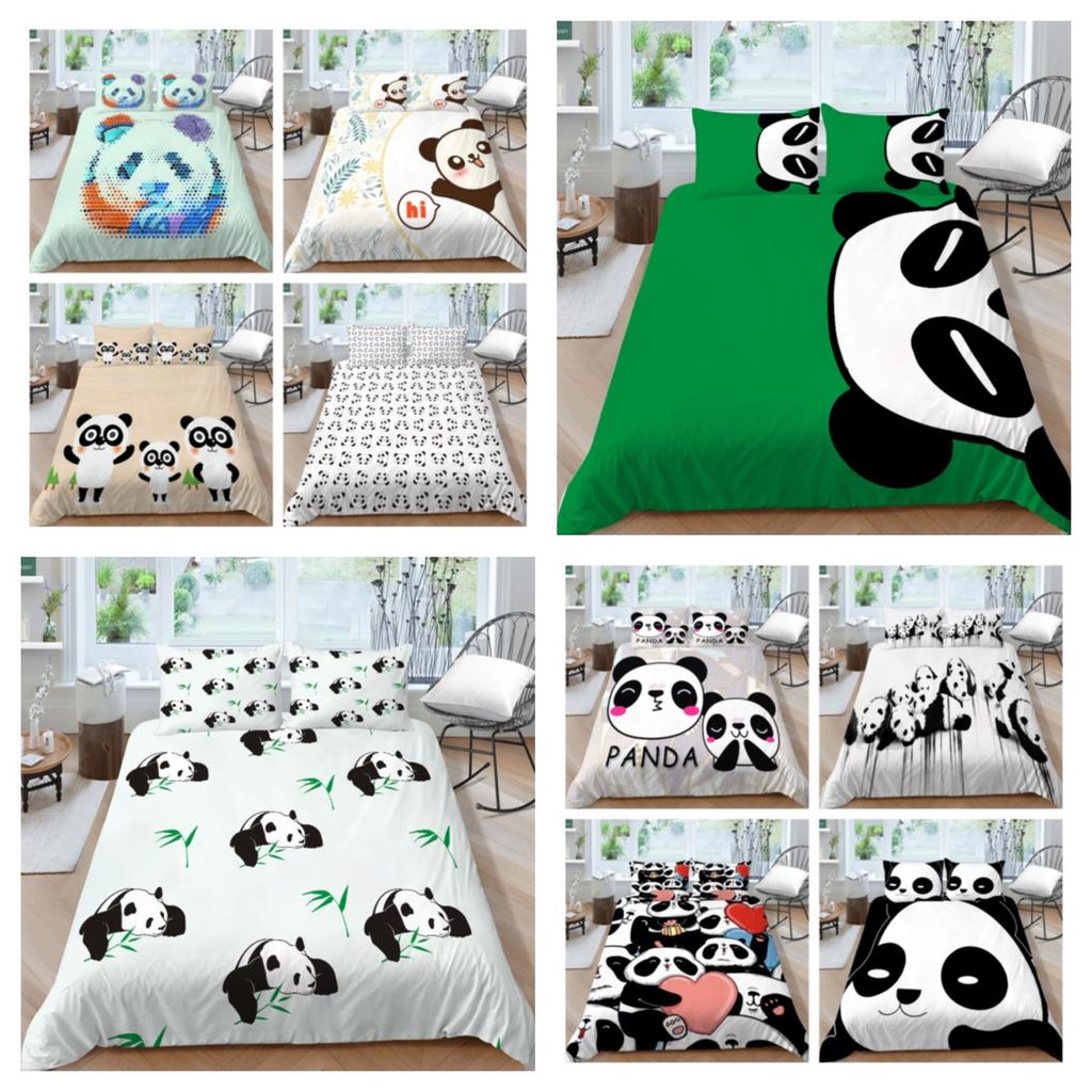 Новые модные комплекты пододеяльников с пандой, королевский размер, постельное белье, домашние покрывала с наволочкой, мягкие комплекты постельного белья с героями мультфильмов