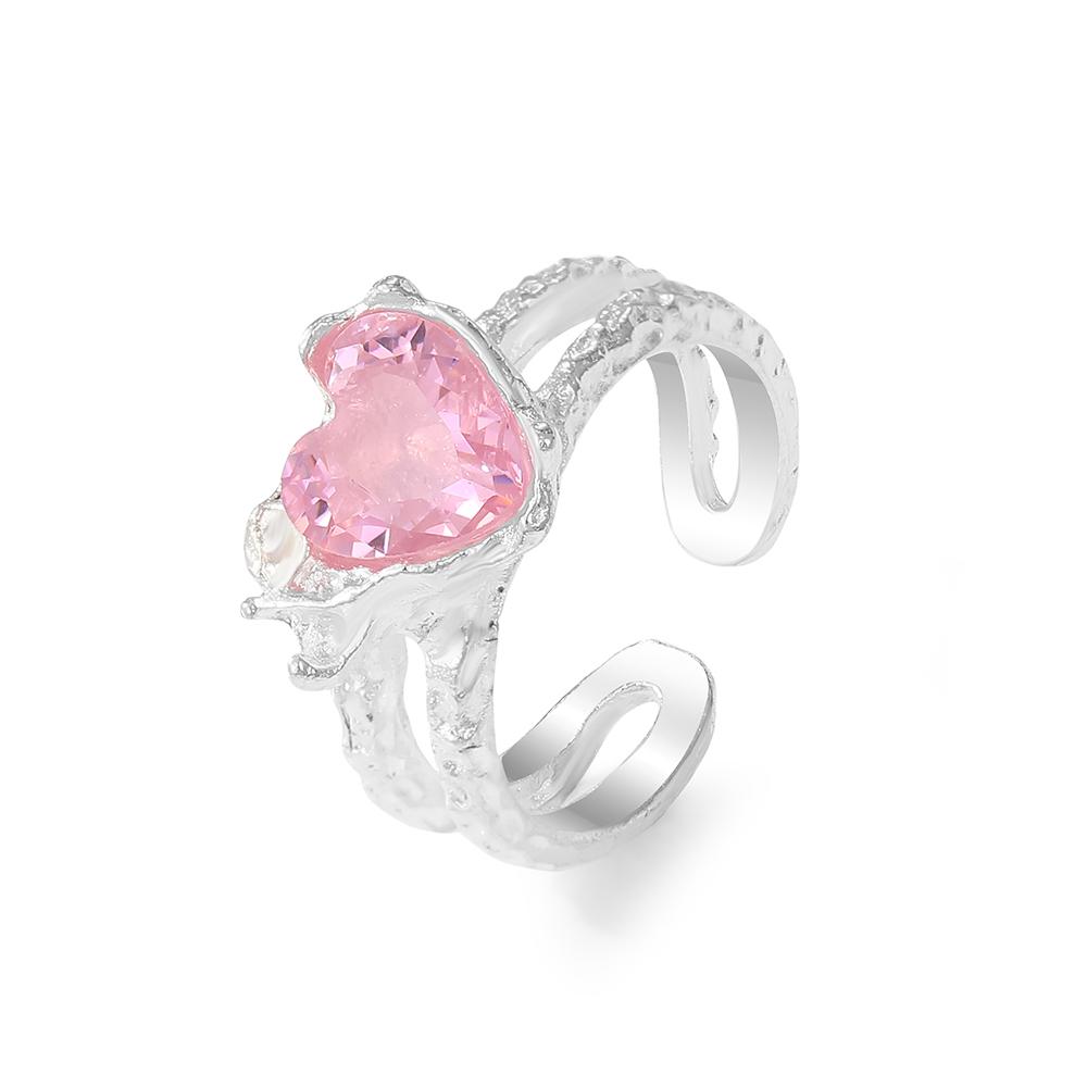 Кольцо с розовым драгоценным камнем, регулируемое кольцо с ангелом для девочек, милое очаровательное сексуальное кольцо с бриллиантом, двухслойное студенческое элегантное модное кольцо, комплект