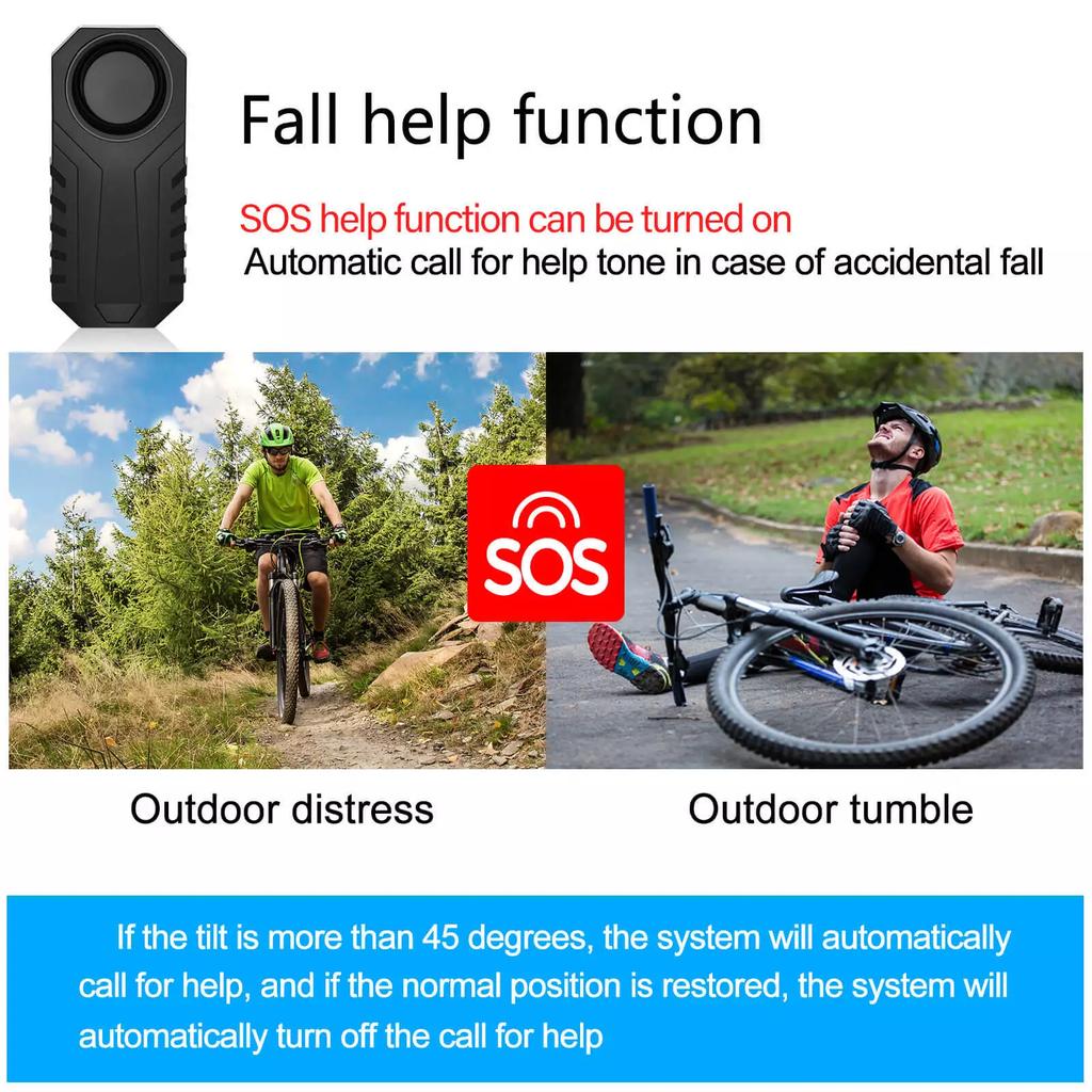 Bike Alarm Horn with Remote Loud 113dB Vibration Sensor Waterproof for Motorcycle Bicycle Scooter