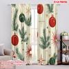 2pcs,2D Plane Printing Curtains Christmas Baubles Pine Branches Stars (2) Polyester (without Rod) Holiday for Various Room Types