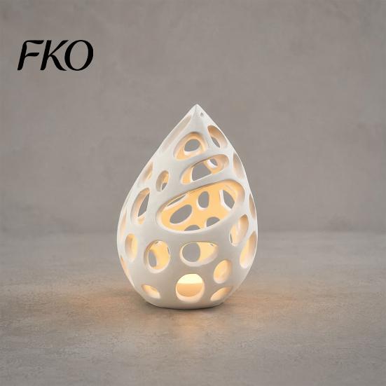 Elegant Tabletop Decor 3D Printed Hollow Droplet Candle Holder, Minimalist Candlestick, Matte White Hollowed-out Design Candlestick for