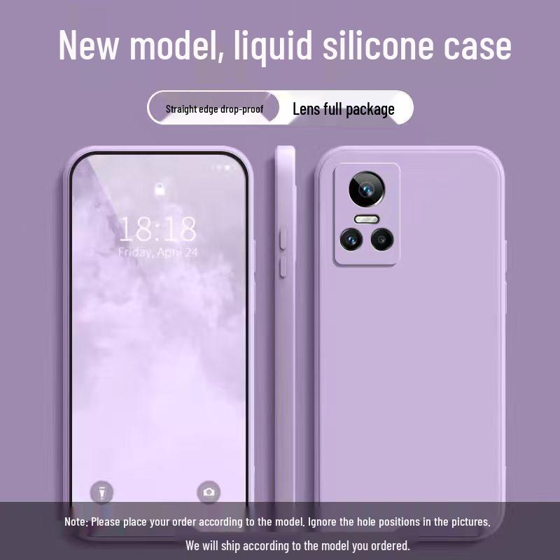 Realme GT Neo 3 Чехол-кубик Рубика однотонный Жидкий чехол - Полное покрытие Защита от падений Мягкий чехол