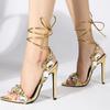 Sexy Sandals Women Crystal Rhinestones Lace-Up Stiletto High Heels Party Nightclub Pole Dance Shoes