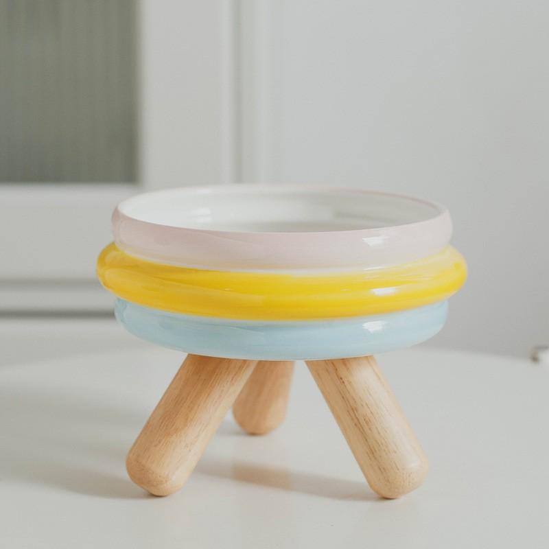 Ceramic Elevated Pet Food Water Bowl Set Cats Dogs Non-Slip High Stand Design Colorful Options