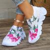 Fashion Women's Print Flower Platform Sneakers Crystal Lightweight Running Shoes for Women Breathable Knitting Sports Shoes Woman 2025