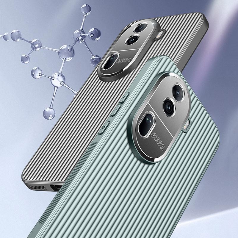 Для Oppo Reno 12 11 Pro металлическая защита объектива «все включено» с прямыми краями, гофрированная, нескользящая противоударная задняя крышка для ПК