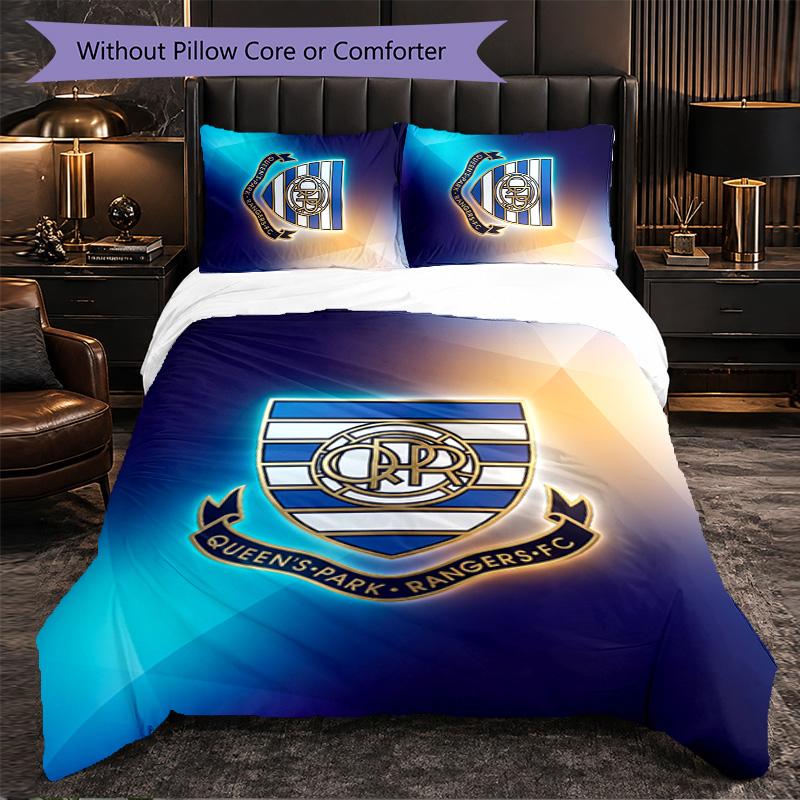 Queens Park Rangers Football 3 Piece Bedding Set Soft Duvet Cover Set with Pillowcases Printed Bedroom Decor Set for Home
