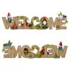 Dwarf Welcome Sign Resin Cartoon Dwarf Ornament Garden Gnome Letter Welcome Sign for Home Office
