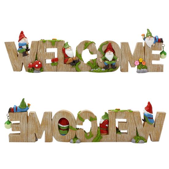 Dwarf Welcome Sign Resin Cartoon Dwarf Ornament Garden Gnome Letter Welcome Sign for Home Office