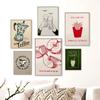 Vintage Kitchen Art Prints Coffee Fries Sushi Shrimp Wine Noodles Dumplings Stylish Kitchen Home Living Room Bedroom Decoration