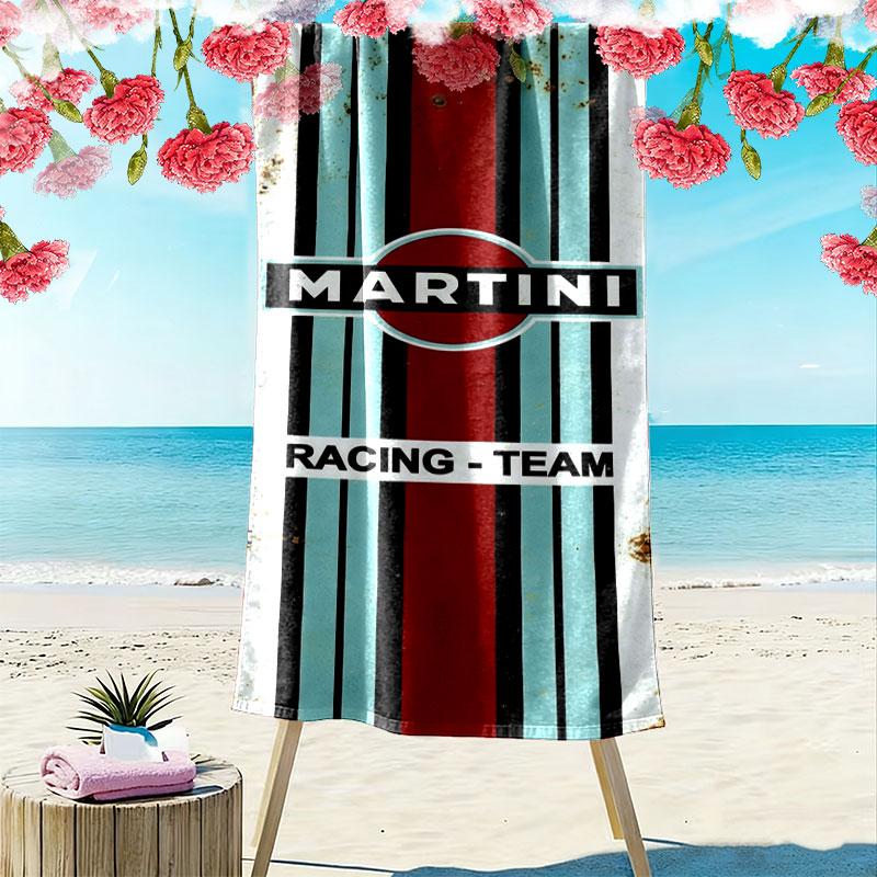 Пляжное полотенце с принтом Martini Racing, Большое мягкое быстросохнущее полотенце для пляжа, кемпинга, плавания