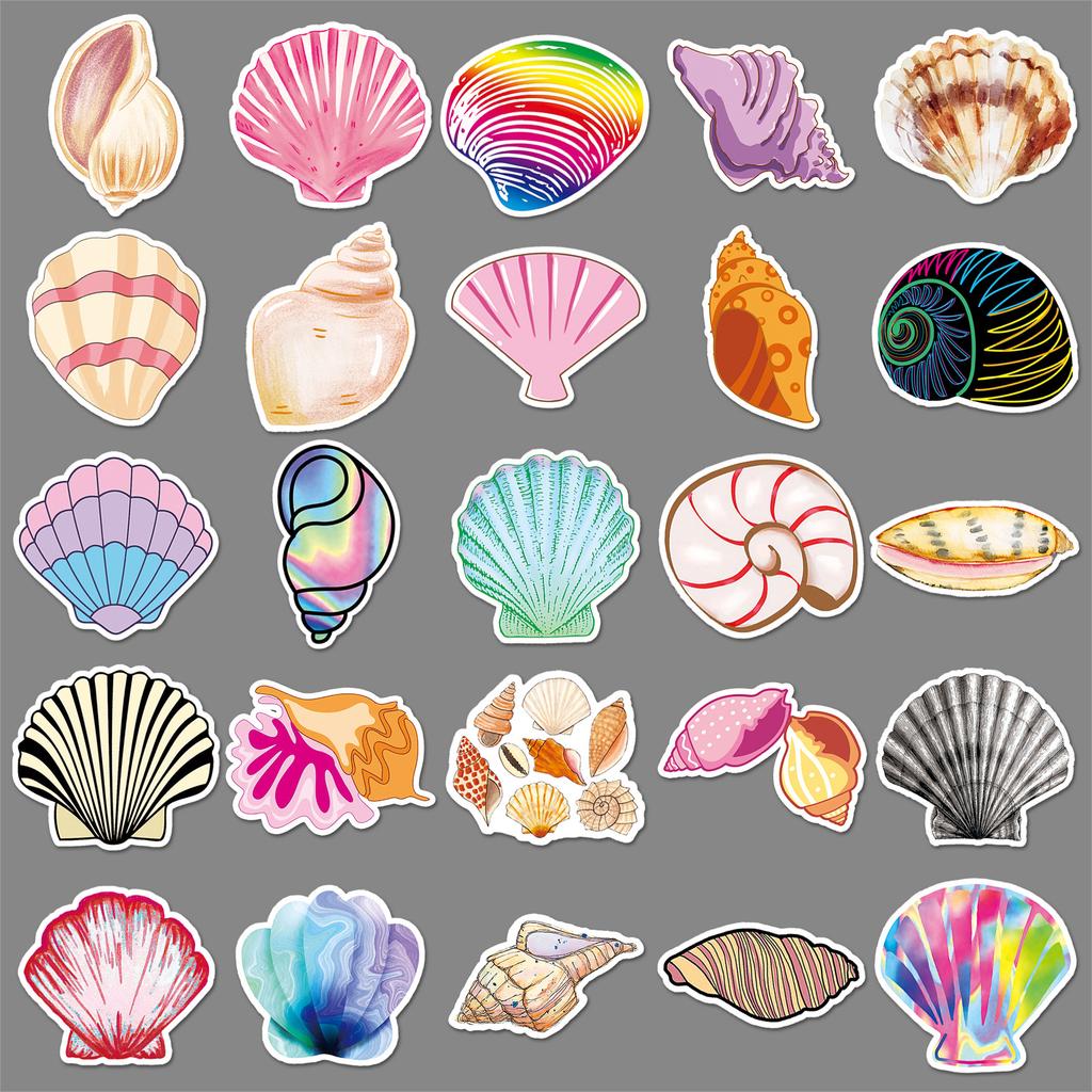 50 Наклеек Shell Doodle Персонализированные Мультяшные Детские Корейские Креативные DIY Наклейки на Скейтборд Чемодан Водонепроницаемые
