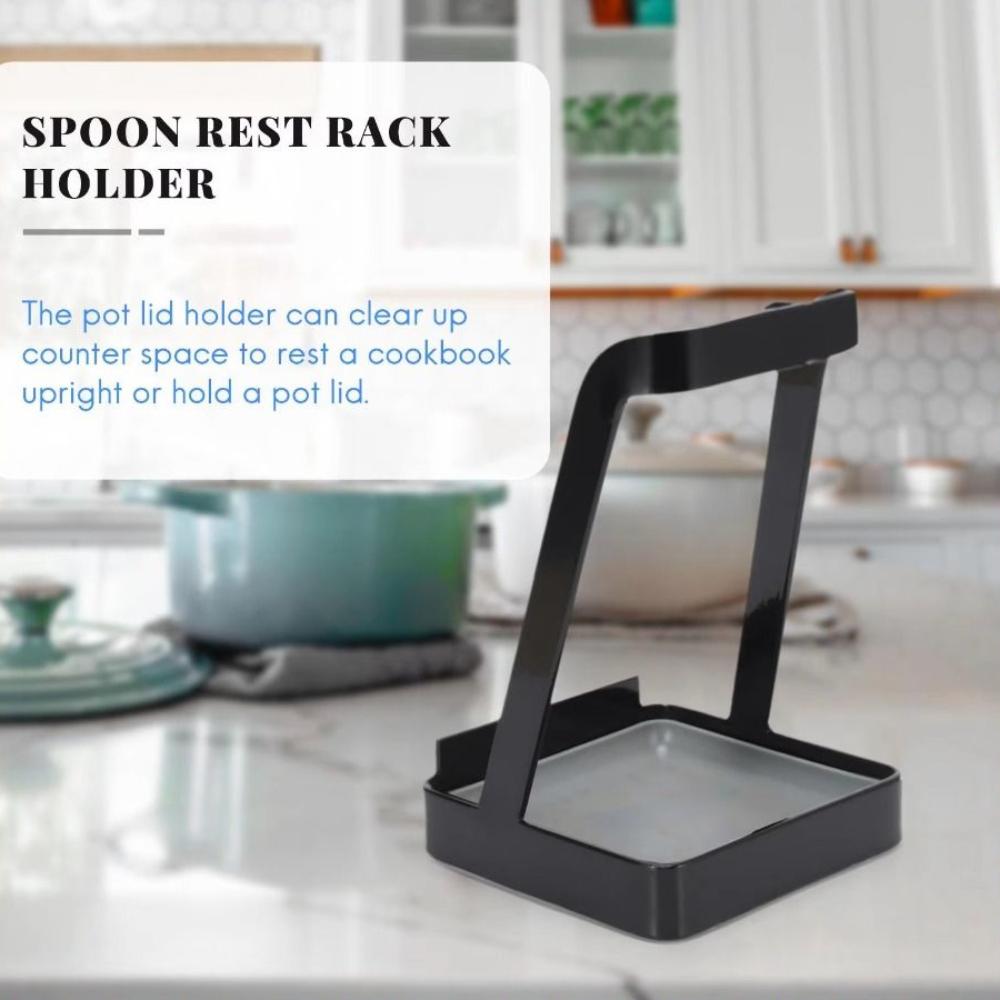 Многофункциональный органайзер-стойка для крышек кастрюль с поддоном, держателем для ложки и крышки, для кухонной утвари