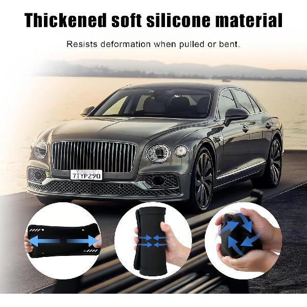 Silicone License Plate Frame 2 Pack, Anti-Scratch Black License Plate Frame Brackets, Anti-Rattle Durable Universal Holder for US Standard Vehicles