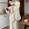 Cotton Pajamas for Women In Autumn and Winter, Thickened Korean Version, Sweet Floral Air Layer, Pure Cotton  Home Clothing Set