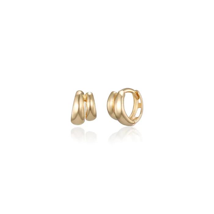 Серьги-кольца одиночные мини Aligned Duo из 14-каратного золота (14-каратное золото) LFE46