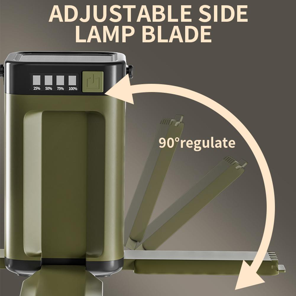 Multifunctional 4-Leaf Foldable Camping Lantern Solar Rechargeable Flashlight Large Capacity Portable Outdoor Emergency Light