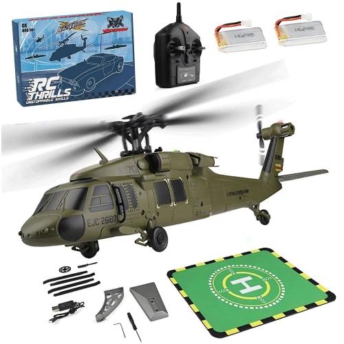Razordon WL K170 Blackhawk RC Helicopter, 2.4G 4CH Flybarless 6-Axis Gyroscope High-Altitude Hovering RC Military Helicopter with Display Stand and Ap