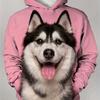 Men's 3D Husky Dog Print Hooded Sweatshirt Oversized Fashion Casual Hoodies Fall Winter Tops Men's Clothing