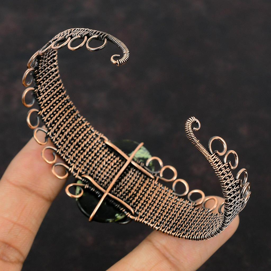 Браслет-манжета из австралийского хрома и халцедона, браслет из медной проволоки с драгоценными камнями, регулируемый браслет ручной работы, уникальный подарок из меди для нее