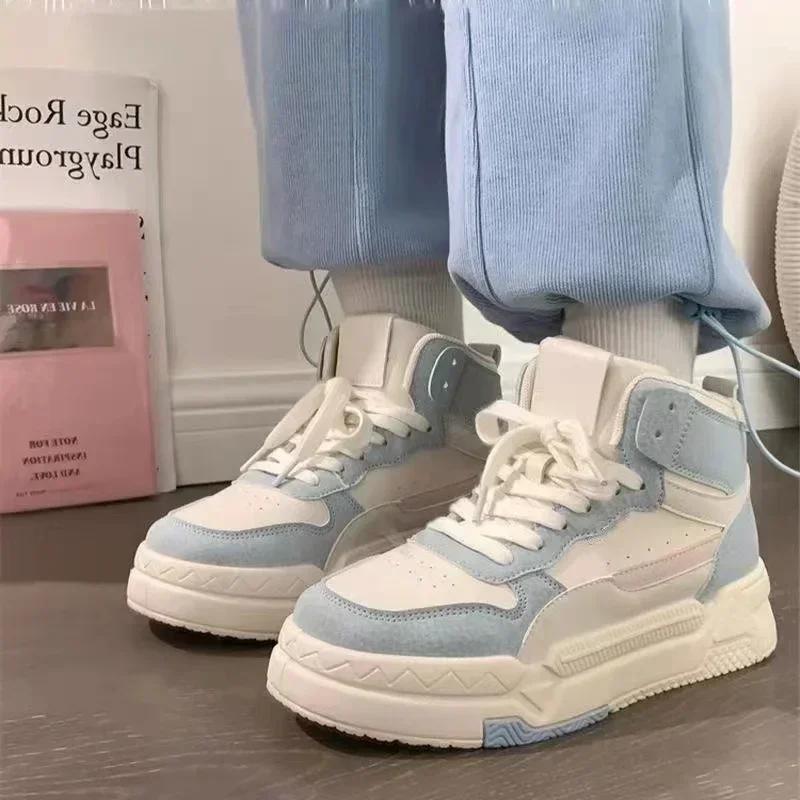 Мода 2024 Весна Женские Кроссовки Уличные Ботинки На Шнуровке Увеличивают Рост Платформы Обувь для Женщин Новые Женские Высокие Кроссовки Повседневные Кроссовки