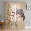 Прозрачная занавеска с изображением енота на ветке для гостиной, современная вуаль, тюлевые оконные шторы для спальни, кухонные шторы