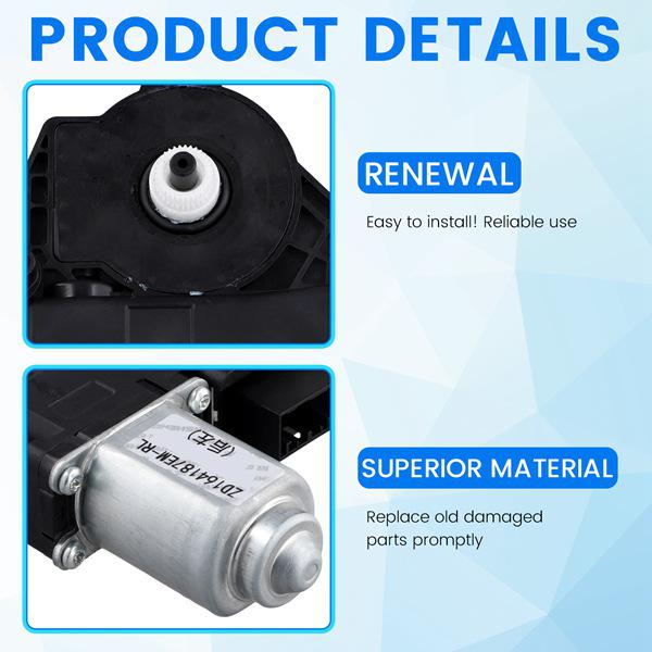 Color: As Shown Metal + ABS Rear Left Car Window Lifter Motor