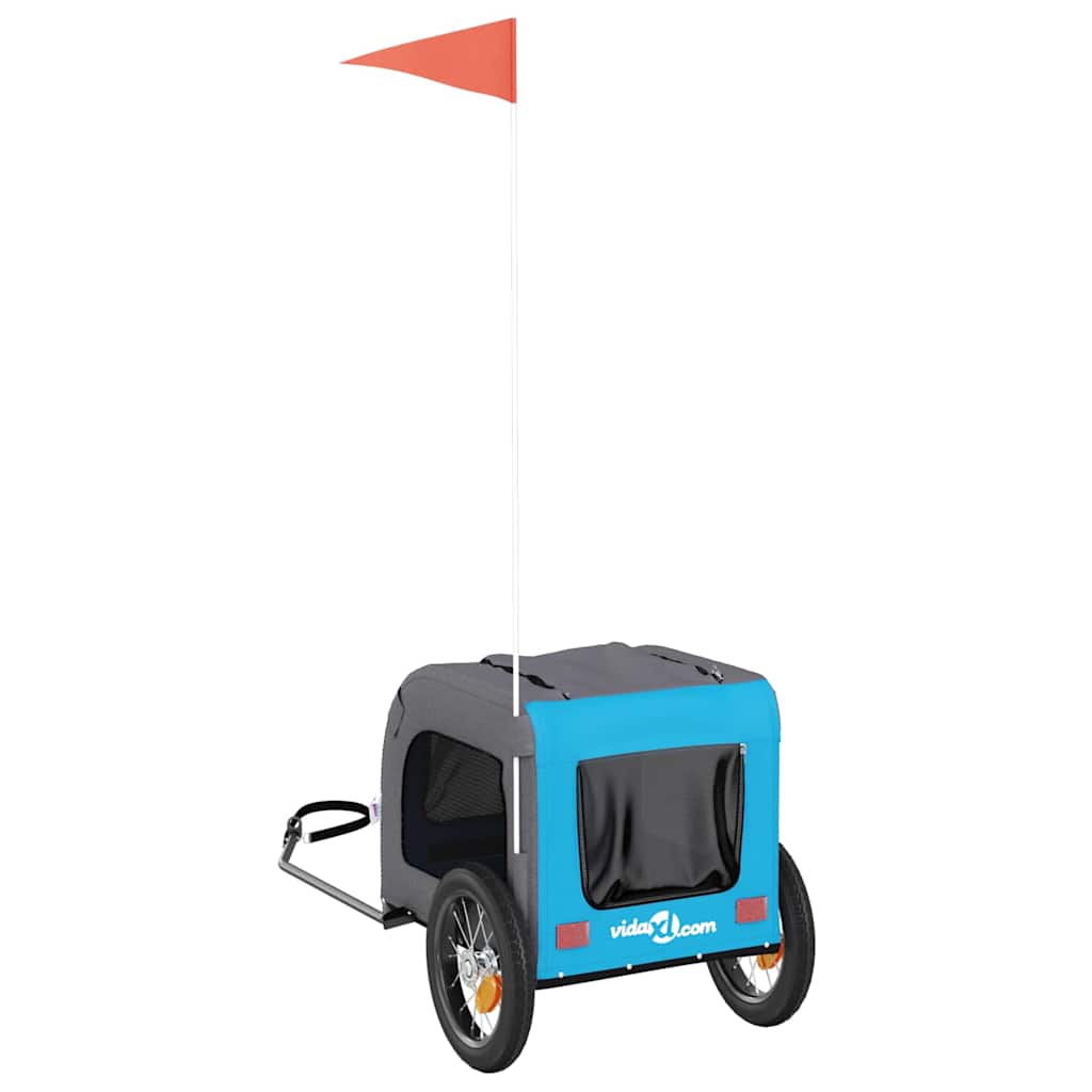Bicycle Trailer for Dogs Blue and Grey Oxford Fabric and Iron