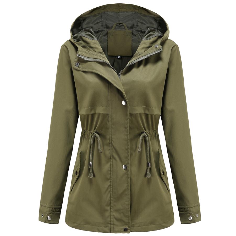 Женская водонепроницаемая куртка-тренч Для пешего туризма На открытом воздухе Ветровка Легкая классическая ветрозащитная с капюшоном Легкое непромокаемое пальто Тонкая верхняя одежда Дождевик