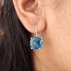 Swiss Blue Topaz Gemstone 925 Sterling Silver Handmade Earrings1" For Women Gift EE-172-10