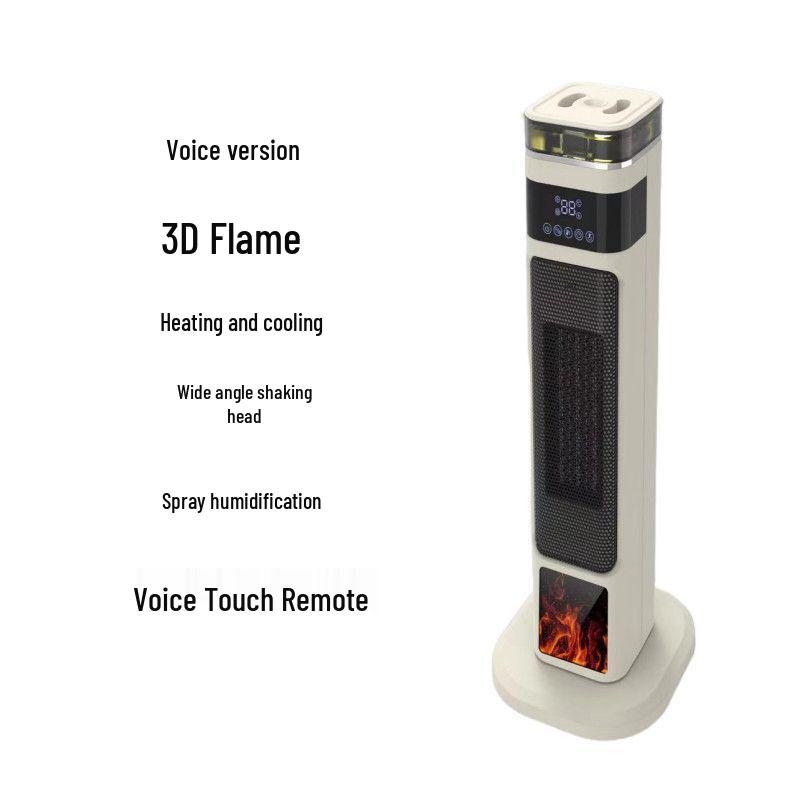 Вертикальный башенный oscillating обогреватель-вентилятор с пультом ДУ и эффектом пламени