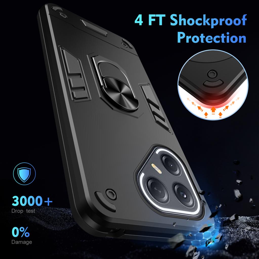 For TECNO Pova 7 Ultra 5G Case PC+TPU Drop Defend Phone Cover with Ring Kickstand