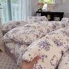 INS Корейский стиль Цветочные комплекты постельного белья Новые Приятные к коже Мягкие Комплекты напечатанных простыней из стиранного хлопка