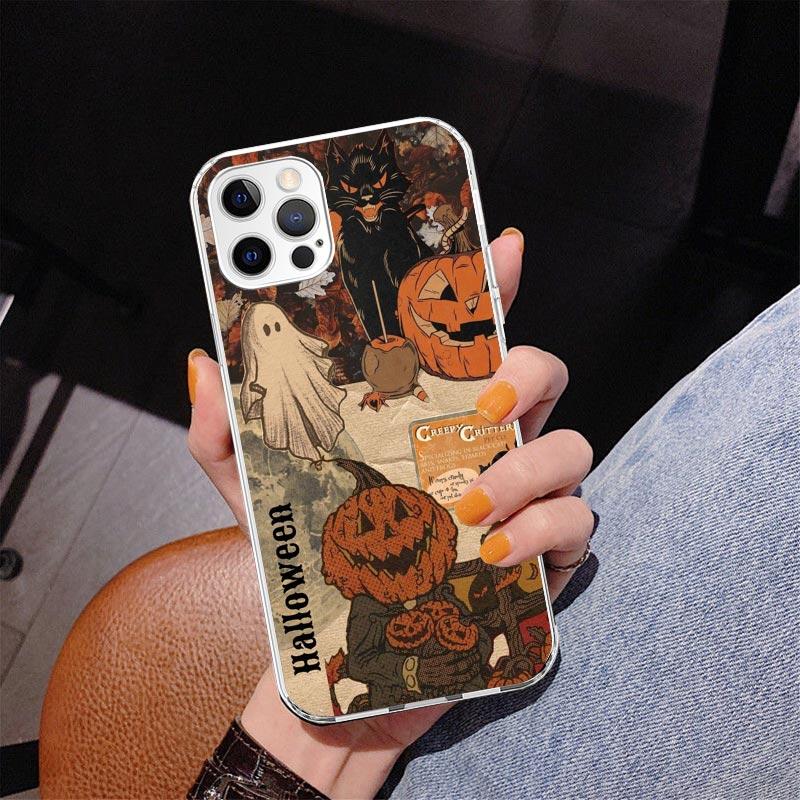 October Fall Halloween Spooky Pumpkin Phone Case For iPhone 17 Air 16 Pro Max 16E 15 + 14 Plus 11 12 13 Mini 7 8 SE Gift Print C