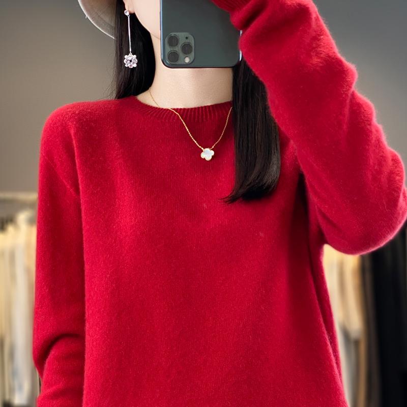Женский кашемировый свитер Qinghe Cashmere 30% Кашемир 70% Шерсть Осенне-зимний кашемировый пуловер Мягкий и теплый