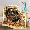 Vintage Train Pattern blanket with Colorful Ornamental Border Design blanket, suitable for use in the bedroom, living room, on the sofa