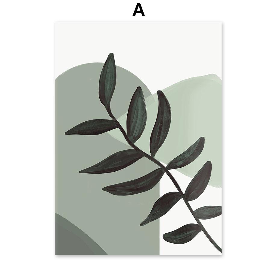 Sage Green Leaf Lotus Flower Sun Rainbow Posters Prints Canvas Painting Nordic Wall Art Pictures For Living Room Home Decor