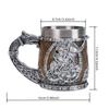 Medieval Viking Dragon Beer Mug Stainless Steel Lined Resin 450ML Large Capacity Barrel Mug Halloween Home Decoration