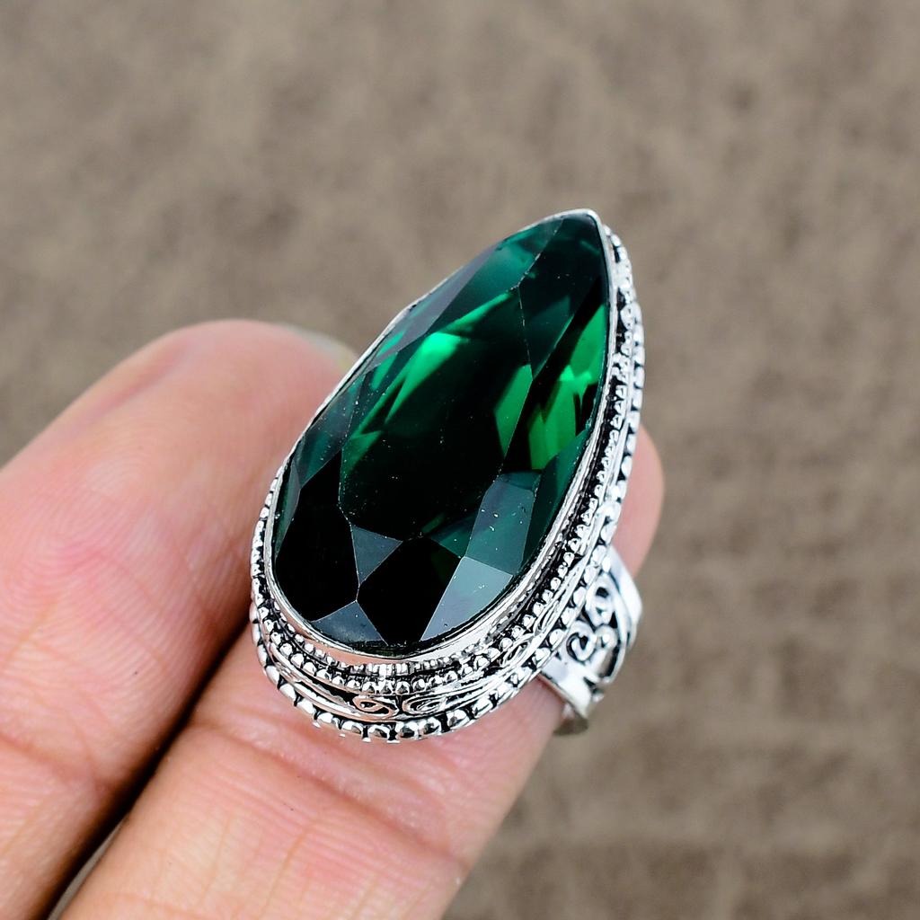 Chrome Diopside Genstone Handmade 925 Sterling Silver Jewelry Ring Size 7 KKG-466
