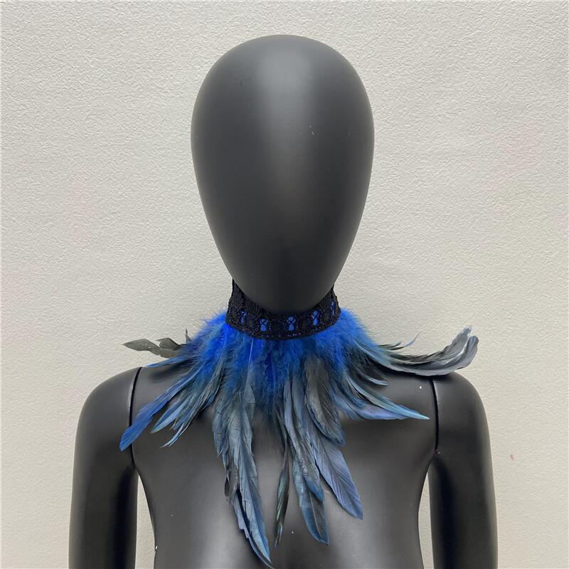 32 см Роскошный панк-перо чокер кружевное перо ожерелье готический перо шарф
