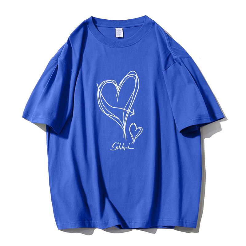 Shellsuning Kawaii футболки с принтом в виде сердца женские летние простые свободные футболки с круглым вырезом повседневные хлопковые женские топы на мягкой основе