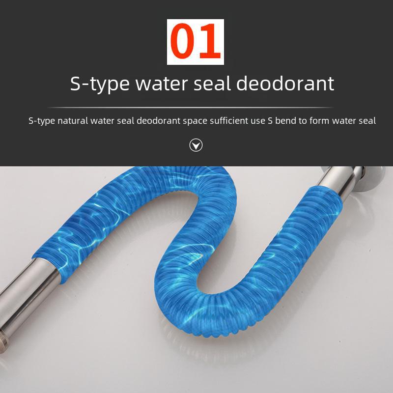 Слив для раковины из нержавеющей стали и аксессуары для гофрированной трубы