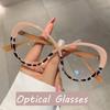 Fashion Large Cat Eye Design Optical Spectacle Glasses Luxury Ladies Round Frame Eyeglasses Retro Blue Light Blocking Computer Eyewear
