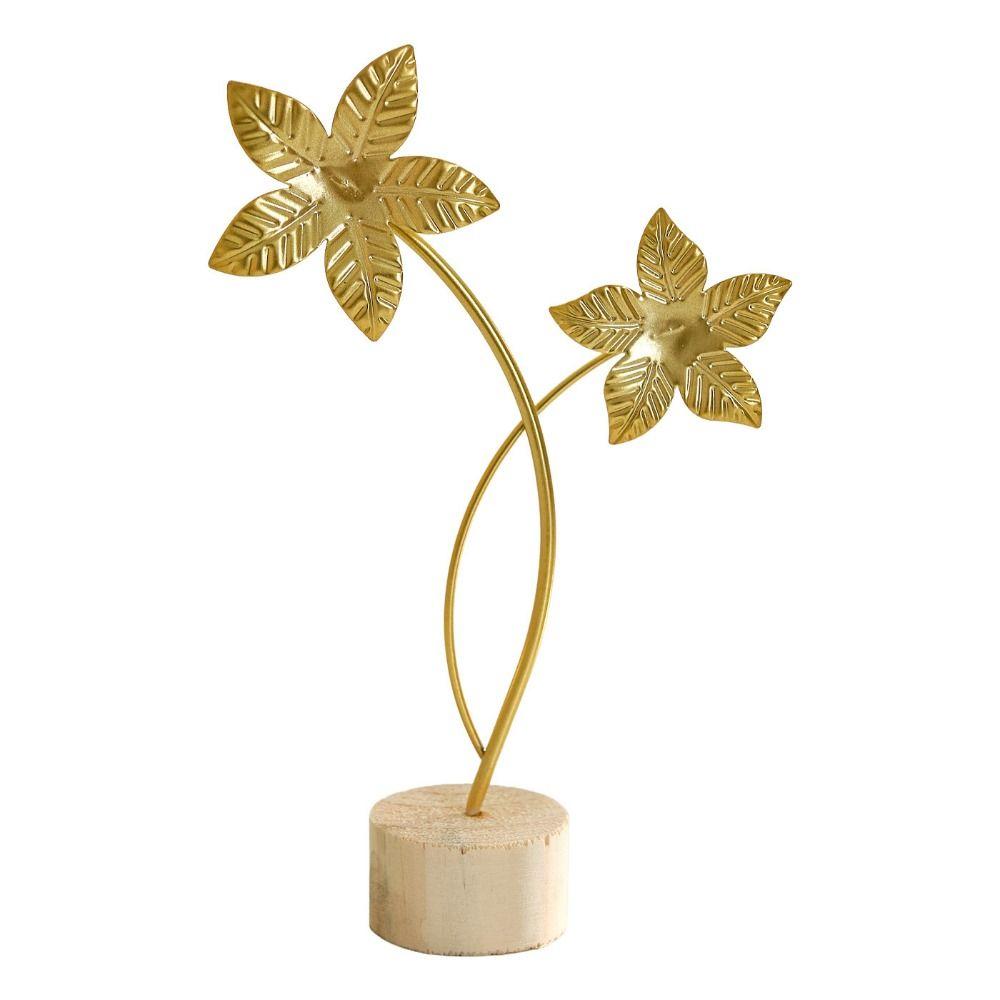 Wood Base Ginkgo Leaf Ornament Hollow Out Metal Art Ornaments Gift Giving