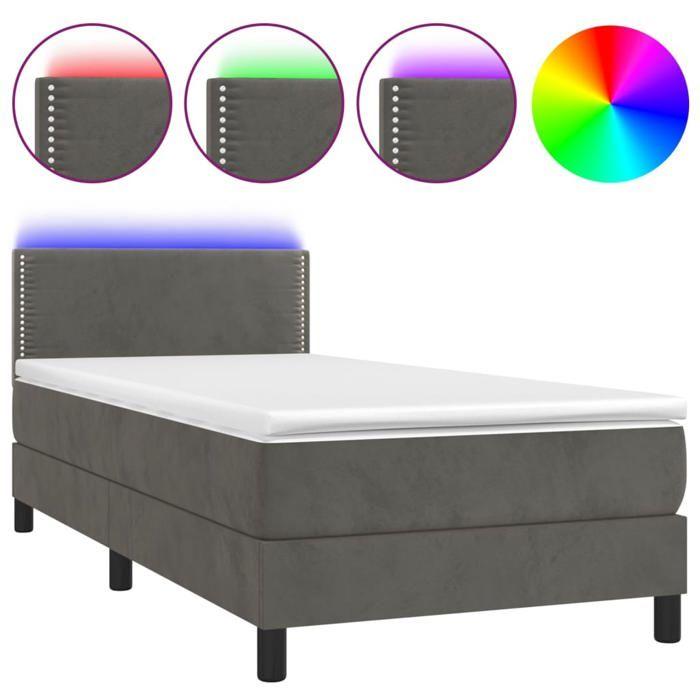 Maison Exclusive - Sommier à lattes de lit avec matelas LED Gris foncé 100x200 cm
