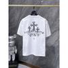 Mens Oversized Cotton T-Shirt With 3D Embroidered Cross Star Streetwear Short Sleeve Tee