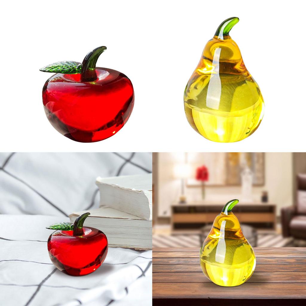Fruit Statue Sculpture Glass Crafts Gifts Ornament Coffee Table Embellishment Desktop Decoration for Car Dashboard Bedroom